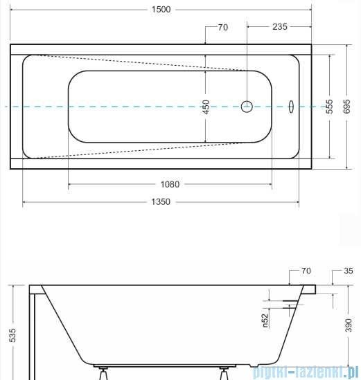 CADA RECTANGULARA MODERN 150X70, ACRIL, PICIOARE INCLUSE
